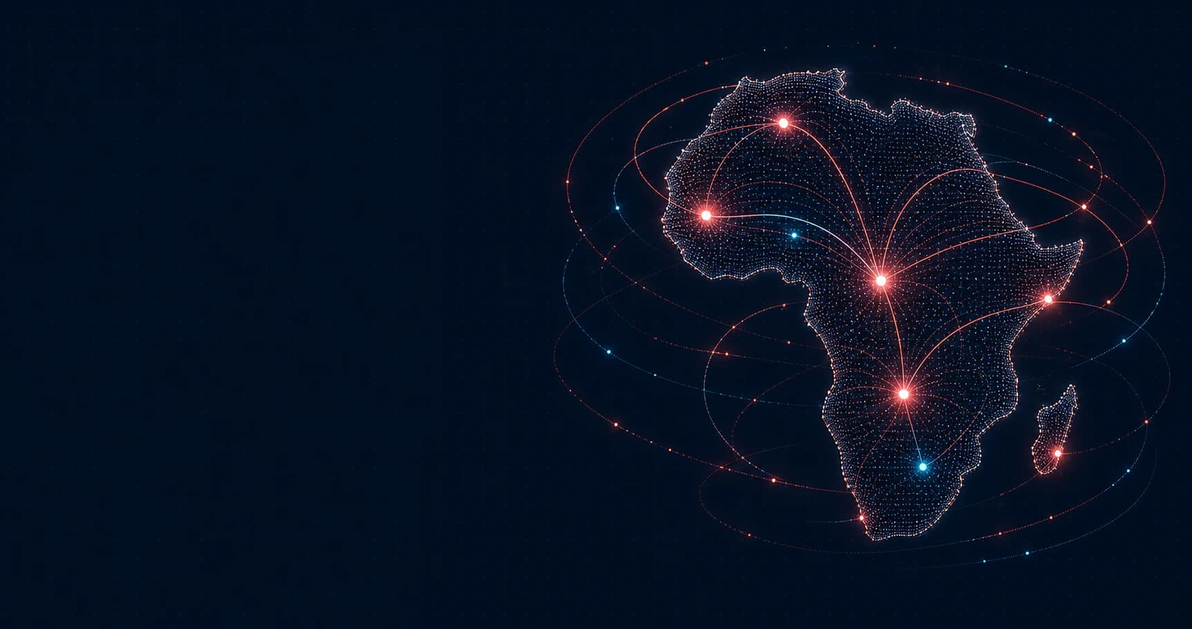 An illuminated map of Africa showing connected market intelligence